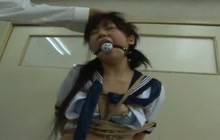 Japanese schoolgirl squirting in bondage