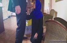 Muslim mom kneels down and sucked dick