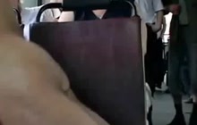 Horny couple fucking in a city bus