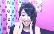 Adorable Asian girl masturbating on webcam
