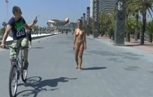 Crazy girl taking a walk completely naked