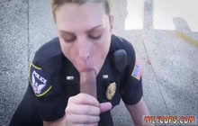Slutty cops outdoor interracial blowjob