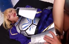 Japanese babe in knight suit fucked