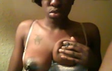 Busty ebony with pierced nipples