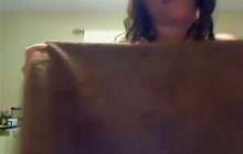 Amateur girl feeds her man with milk on webcam